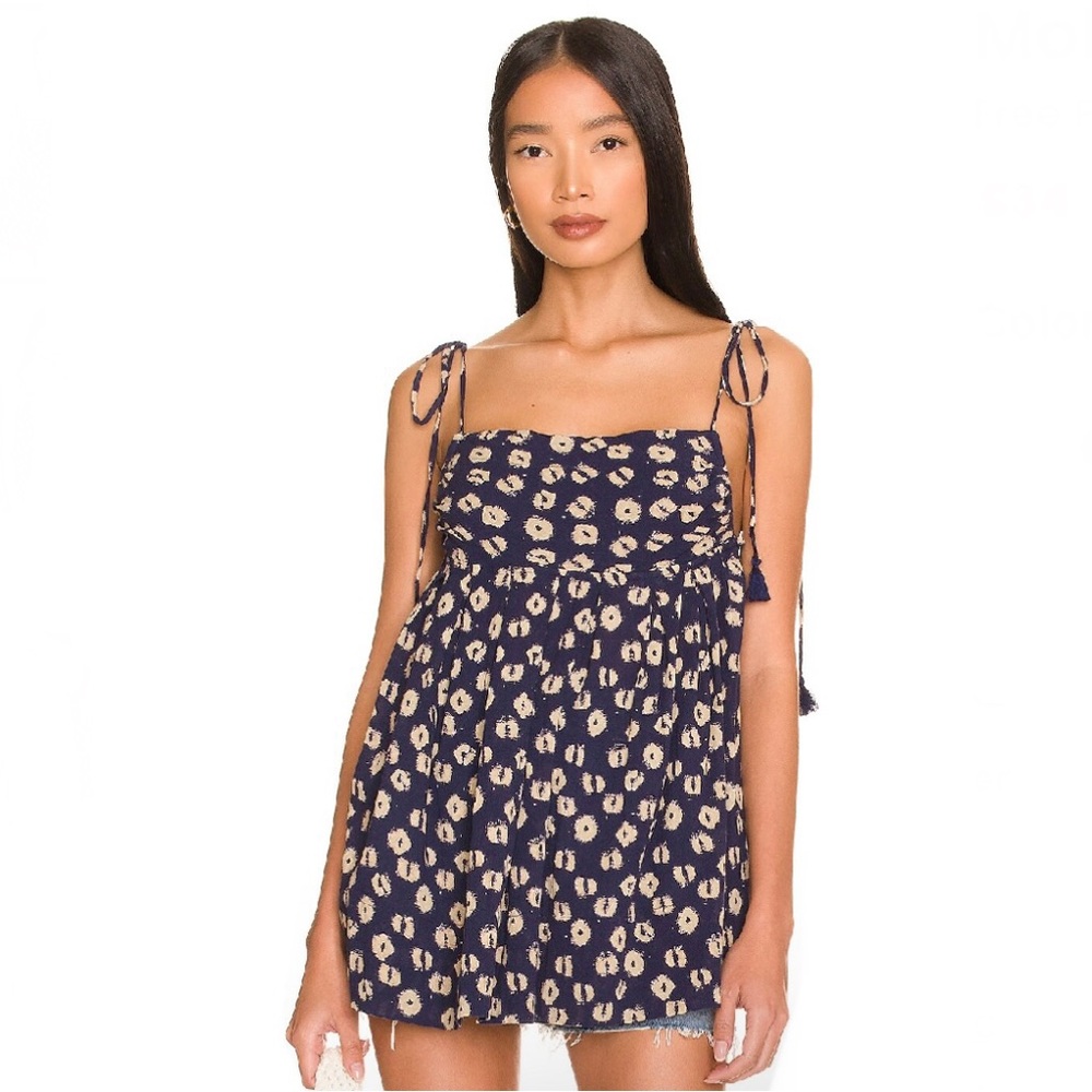 FREE PEOPLE REVOLVE BLUE PRINTED TUNIC